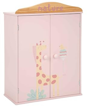 ARIAS - Armoire en Bois de la Collection Nature. Comprend Un Jeu de Cinq cintres Dimensions : 40 x 20,50 x 54,5 cm. Jouet pour Enfants à partir de 3 Ans (ARI21580)