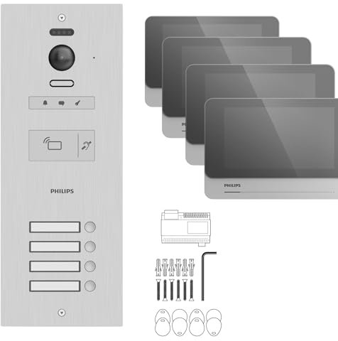 Philips - Visiophone collectif pour 4 appartements/bureaux - compatible Vigik - Philips WelcomeHive 2