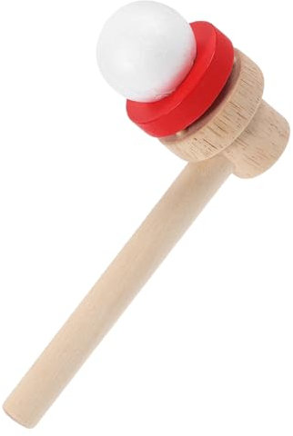 Yardwe Juguete De Pelota Soplante De Madera para Niños Pequeños, Soplador Flotante Rojo, Juego Interactivo para Desarrollo Motor y Coordinación Mano-Ojo, Adecuado para Uso Familiar y Recreativo