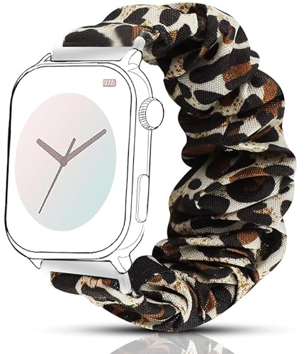 Blueshaweu 18mm 20mm 22mm Armband Kompatibel Für Ice-Watch - Ice Smart Serie, weiche Haargummis Uhrenarmband Kompatibel mit Ice Smart Serie Smartwatch (Leopard, 18mm)