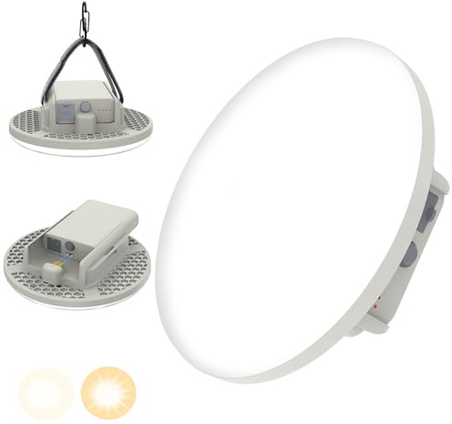 Lámpara Camping Recargable 7200mAh + Batería 2 en 1, Linterna Camping con Luz Cálida y Fría, Regulación de Luminosidad Infinita, Farol Camping con Correa de Gancho y Mosquetón