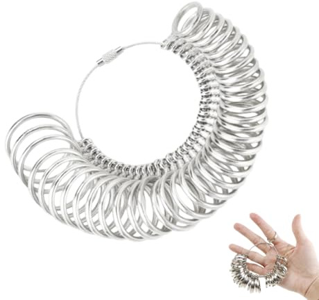 ZORVYN Medidor de Tallas de Anillos, Herramienta de Medición de Anillos de Metal, Tamaños UE, para Medir el Diámetro de los Anillos