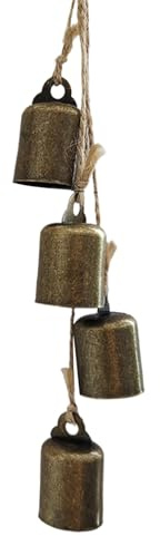 Campanas de decoración navideña: Campanas de, Campanilla rústica, decoración navideña de Bronce Hecha a Mano con 4 cencerros en Cuerda, cencerros rústicos, Campana de con manija de Puerta