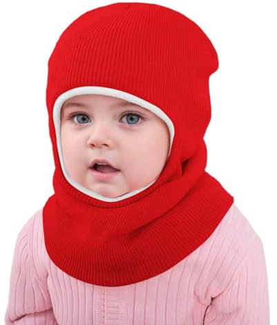 Generico Cappello Passamontagna Invernale Caldo per Bambini, Set Cappello Sciarpa Maglia Termica Antivento Multifunzione per Bambine Bambini Neonati, Cappuccio Berretti con Fodera in Pile
