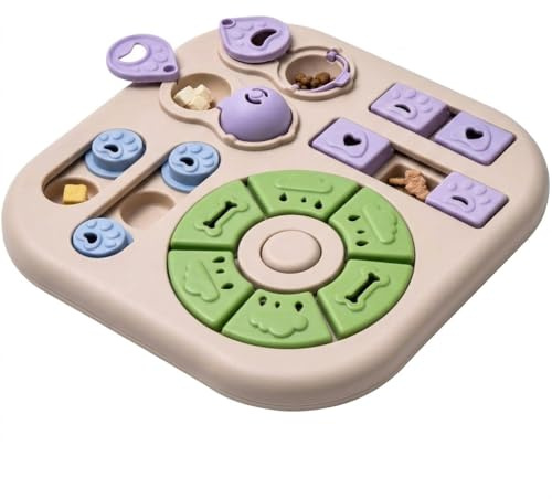 Giochi di Intelligenza e Dispensatore Cibo Lento per Cani, Giocattolo Interattivo a Forma Quadrata con Nascondigli per Snack, Puzzle Mentale Antinoia per Cuccioli e Gatti (Viola)