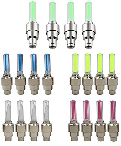 BlueSunshine 20 PCS of Led Flash Tyre Wheel Valve Cap Light for Car Bike Bicycle Motorbicycle Wheel Light Tire (4 Red, 4 Yellow, 4 Blue, 4 Green, 4 Colorful)