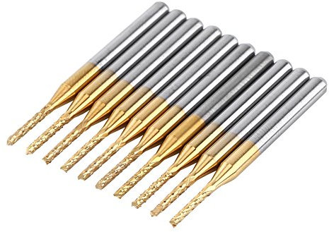 10pcs 1.5mm titanio rivestito taglio fine fresa carburo cementato utensili per incisione CNC