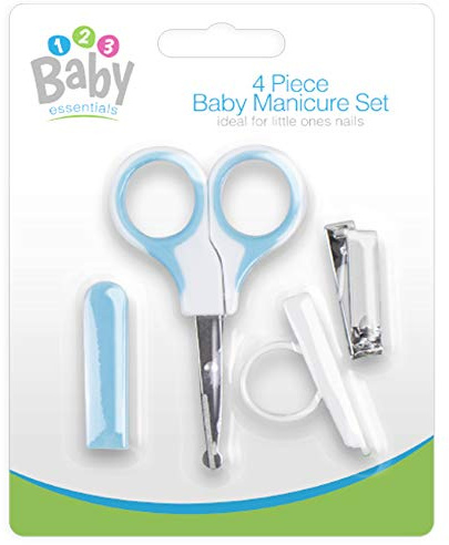 4x Pcs BABY MANICURE SET Nail Clippers Safety Scissors File Pedicure Cover 0+M Toddler UK FREE P&P (BLUE)