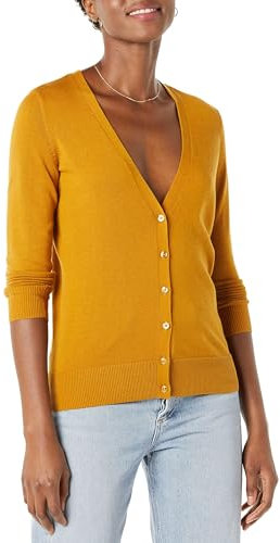 Amazon Essentials Damen Leichter Cardigan mit V-Ausschnitt (in Übergröße erhältlich), Karamell, S