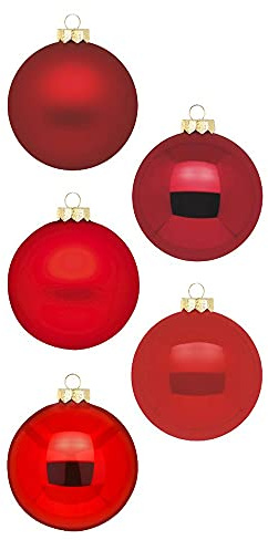 Inge Glas Weihnachtskugeln | Schöne Christbaumkugeln aus Glas | 20 Kugeln in Karton-Box | Christbaumschmuck Weihnachtsbaumschmuck Weihnachtsbaumkugeln (Ruby Red | rot Mix)