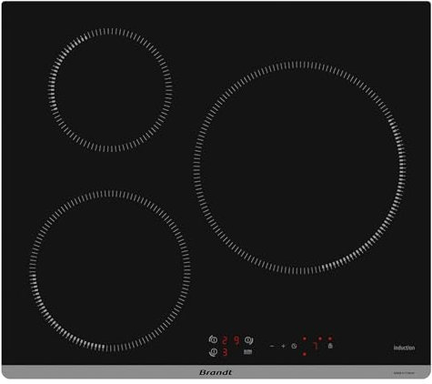 Brandt - BPI1638UB - Plaque Induction Ultraboost - Table de Cuisson Encastrable - Noir - 3 Foyers - 7400W - Encastrement : 56x49cm - Grand Foyer 28 cm et 10 Positions Cuissons - Fabriqué en France