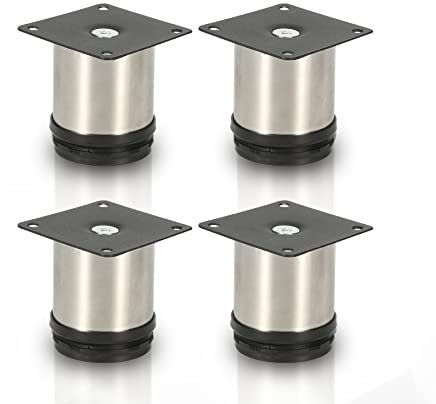 Jopassy 4er Set Edelstahl Möbelbeine,Schrankfüße Höhenverstellbar Füße für möbel, mit Schrauben,Höhe 60 mm | Belastbar bis 250 KG, für Sofa Möbelfüße Schreibtisch Stühle, Einfachen Montage