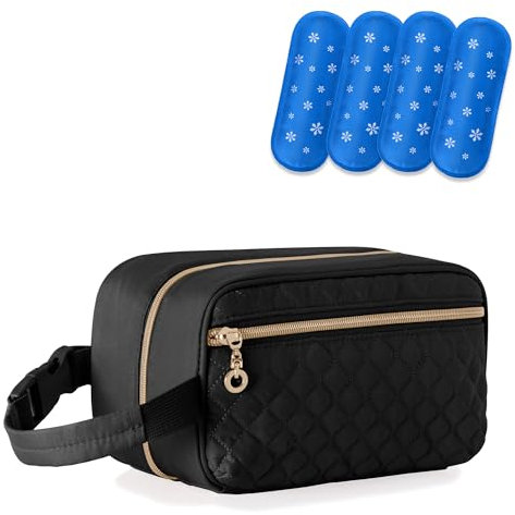 Damero Muttermilch Kühltasche mit 4 Kühlakkus, Muttermilch Kühltasche, Reisetasche, Muttermilch Aufbewahrungstasche, Kühler für stillende berufstätige Mütter, Schwarz