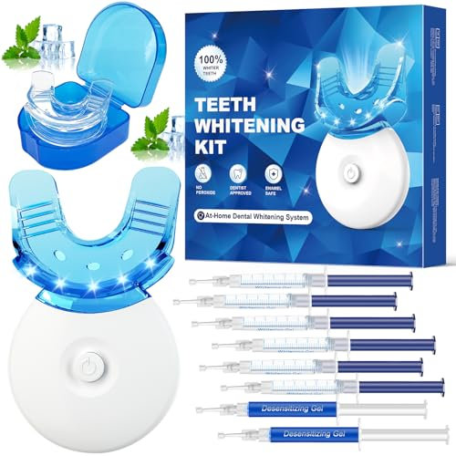 Celakeety Kit per sbiancamento dentale: sbiancante per denti sensibili, kit professionale per lo sbiancamento dei denti con vassoio per la bocca, 6 gel sbiancanti per denti, 2 gel desensibilizzanti e
