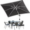 Devoko Sonnenschirm Balkon 300x380x260 cm Alu Ampelschirm mit Abdeckung, Wasserabweisend Gartenschirm mit Kurbel,Sonnenschutz UV50+,360°Rotation,Grau