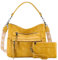 VASCHY Handtasche Damen, Vegan Große Hobo Bags Frauen Tote Bag Brieftaschen-Set Slouchy Umhängetasche Geldbörse Gelb