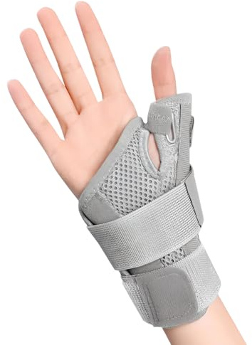 Férula de soporte para pulgar de muñeca mejorado, correa ajustable, férula de muñeca para túnel carpiano, artritis, tendinitis, esguinces de mano, protector de dedos deportivo, inmovilizador ( Gris)