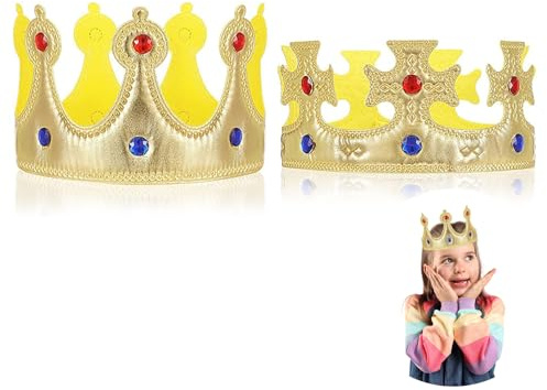 YHTCC 2PCS King Crown for Kids & Adult Birthday Party Costume Party