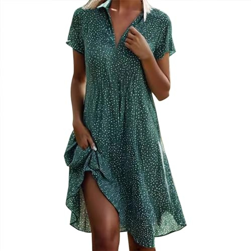 Vestido tipo camiseta para mujer, vintage, estampado floral, vestido midi casual, cuello redondo, manga corta, vestidos de verano para mujer, talla grande, vestido de túnica suelto, ligero y cómodo