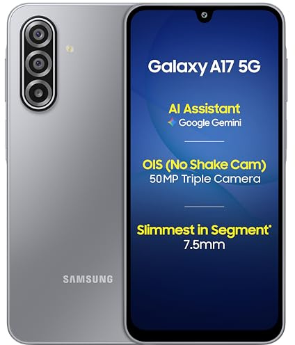 Samsung Galaxy A17 5G Smartphone (Grey, 6GB+128GB) | 50MP AI Camera | Super AMOLED Screen | Circle to Search | Gemini Live | Gorilla Glass Victus | Slim 7.5mm Body