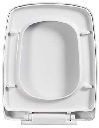 Asiento de Inodoro Cuadrado Blanco, 45 x 36 cm, Cierre Suave, fijación Superior, Material PP con Fijaciones Ajustables, Tapa de Inodoro Rectangular de liberación rápida.