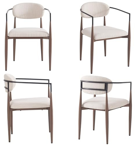 YAIXBNG Tela de lino de alta calidad (4 unidades), silla de comedor, silla de maquillaje, silla ligera de lujo de estilo moderno, silla moderna y sencilla, silla ergonómica, diseño de pie ajustable