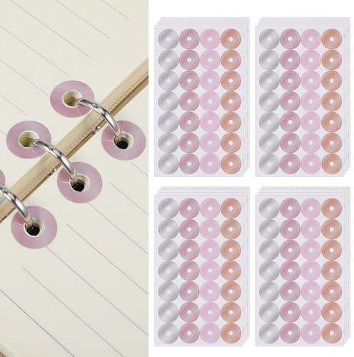 Gadpiparty 32 hojas de pegatinas de refuerzo de agujeros de carpeta, autoadhesivas, para papel de hojas sueltas, fácil de fijar y resistente para la escuela y manuales