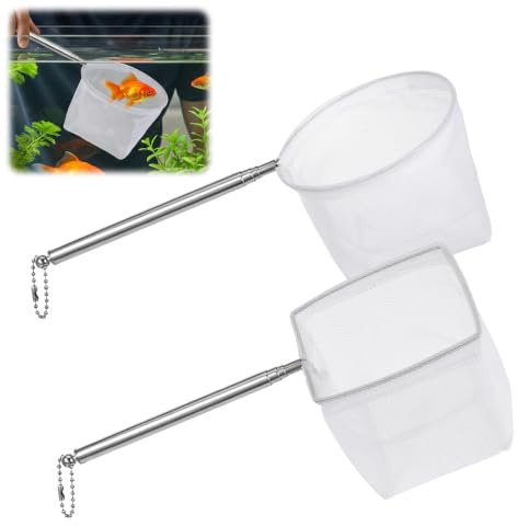2Pack Aquarium Fish Net, Extendable Stainless Steel Fishes Tank Shrimp Net