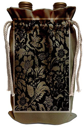 3dRose Beverly Turner Flora Design - Leaves in Sage Green - Wine Bag (wbg_40512_1)