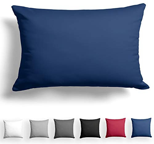 Alreya Mako Satin Kissenbezug 40 x 60 cm - 100% Baumwolle mit Reißverschluss, Superweicher Kopfkissenbezug, Kissenhülle, Oeko-TEX® Standard Zertifiziert, Blau, nur Kissenbezug