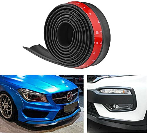 BoYeeBo Universeller Auto-Stoßstangenschutz, selbstklebend, Auto-Splitter, Karosseriespoiler, Rock, Gummi-Lippe, Spoiler, 2,5 m (schwarz), 250 x 5,5 cm (L x B)
