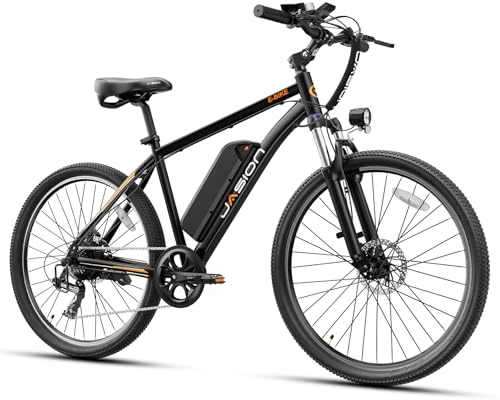 Jasion EB5 Electric Bike for Adults with Peak 1000W Brushless Motor, 40Miles 20MPH Commuting Electric Mountain Bike with 360Wh Removable Battery, 7-Speed, 26 Tires and Front Fork Suspension
