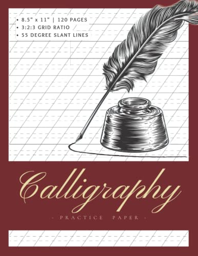 Calligraphy Practice Paper: Calligraphy Practice Paper Workbook for Lettering Artists & Beginners | Caligraphy Practice Paper/Workbook for Hand ... Gifts | Beautiful Red Cover 8.5”x11”
