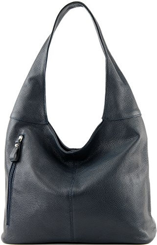 modamoda de T155 Damen Leder Shopper Schultertasche Large handmade in Italy, Farbe:Dunkelblau