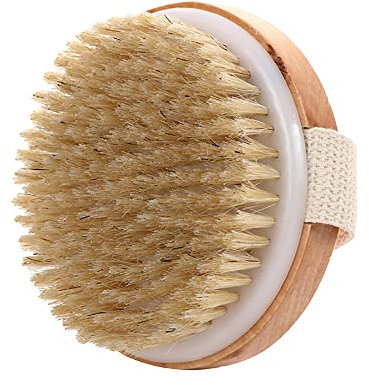 VOANZO Spazzola a secco per il corpo spazzola rotonda setola naturale pelle secca esfoliante spazzola per il corpo per pelle impeccabile spazzola per il corpo asciutto per massaggio