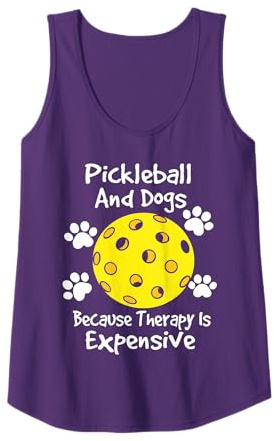 Pickleball and Dogs Because Therapy is Expensive Dogs Lovers Tank Top