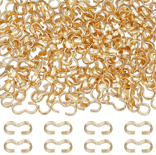 Beebeecraft 1 Scatola 200 Pezzi Numero 3 Fermagli A Forma di Ottone Placcato Oro 18K Catena A 8 Forme Connettori A Maglia Rapida Chiusura A Catena con Nodo di Fascino per Braccialetti Collane