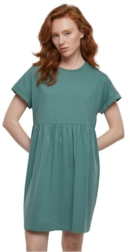 Urban Classics Damklänning, ekologisk bomull, t-shirtsklänning, Ladies Organic Empire Valance Teklänning, finns i många färger, storlekar XS – 5XL, Paleleaf, XS
