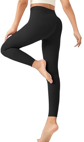Geyuwoz Leggings Kvinnor Hög Midja Sportleggings Dam Ogenomskinliga Leggings För Kvinnor Fitness Yoga Jogging Leggings S-3XL, Svart, M