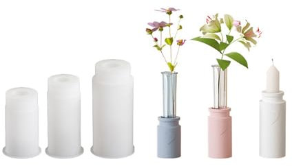 Xidmold 3 Stück Mini Vase Silikonform Kerzenhalter Gießform, Blumenvase Epoxidharz Silikonformen mit 3 Reagenzgläsern, Vase Silikonform Gießform für Kerzenhalter, Hydroponik Pflanzen Stecklinge