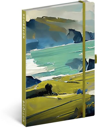 NOTIQUE Notizbuch Liniert mit Gummiband 13x21cm ca. A5, Designer Hardcover Notebook, Notizblock, Notizheft, Journal, Tagebuch für Erwachsene, Damen (Gemälde)