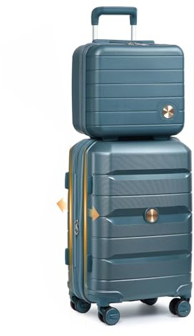 Sea choice Bagage set 2 stycken 20 tum expanderbar resväska i polypropylen Resväska med hårt skal Kabinbagage med kosmetikask 8 Spinnerhjul TSA-lås