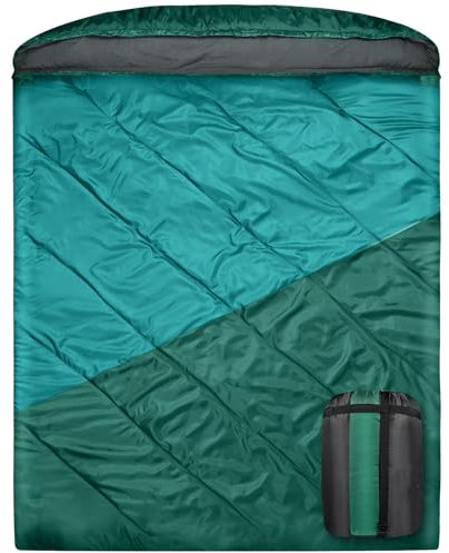 Mcota Doppelschlafsack für Erwachsene, 2 Personen Schlafsack für Paare & Familie, Camping Backpacking Wandern, XL Queen Size, Wasserdicht, Leicht & Breit, Für Kaltes Wetter & Wärme