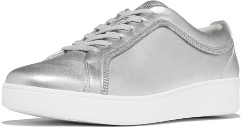 Rally Crystal-Trim Leather Sneakers Silver