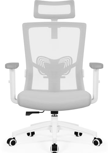 Daccormax Bürostuhl, Bürostuhl Ergonomisch mit Einstellbarer Kopfstütze, Lendenwirbelstütze und Armlehnen Schreibtischstuhl Drehstuhl Wippfunktion, Chefsessel, Rückenschonend 150kg