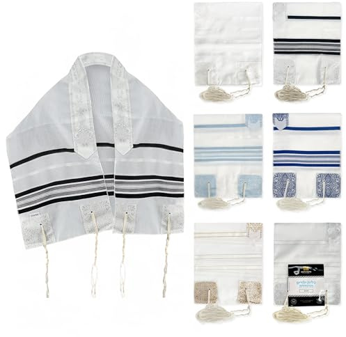 Kids Tallit Scarf – Acrylic Tashbetz - Kosher Bar Mitzvah Prayer Shawl for Boys - Ashkenazi Tradition