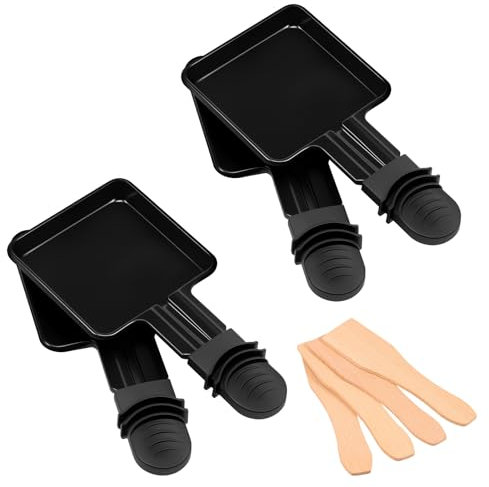 Gatphy 4 mini padella per raclette con rivestimento antiaderente per formaggio quadrato (pala di legno, nero)