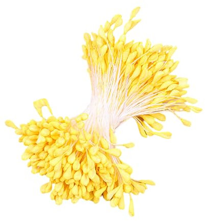 Aidqxbaoer 350 PCS Pistils De Fleurs À Double TêTe Faits Main, 3mm Double Têtes Fleur Étamine, Jaune, pour La Décoration, I'artisanat, DIY,Scrapbooking, Cartes, Papier Et Tissu Fleurs