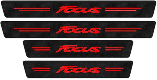 KLHYWEN 4 Piezas Pegatina para Umbral de Coche para Fo-rd Focus, Película Protectora Estribos Fibra Carbono Autoadhesivo Puerta Guardias del Borde Decoración Accesorios,Red