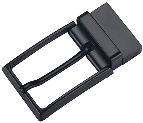 Geardeangloow Hebilla de cinturón reversible de aleación para hombre, hebilla rectangular de una sola punta, color negro, Negro, 8x4.5x2 cm